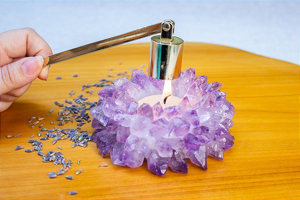 Porta velas em ametista