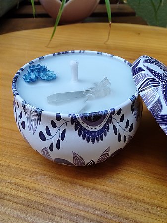 Vela na Latinha - mandala Azul