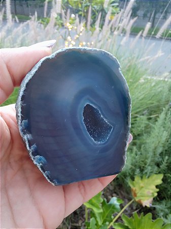 Geodo de Ágata - tingida azul