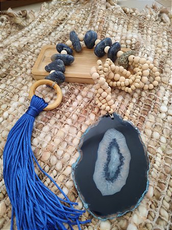 Colar de Mesa - Ágata e Quartzo Azul