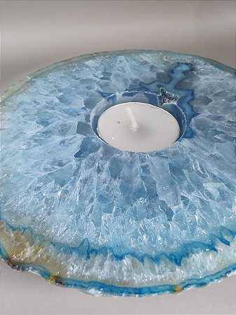 Porta velas em Ágata azul
