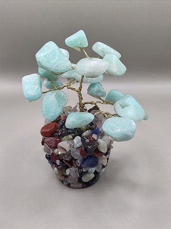 Árvore da Vida no vasinho em pedras - Amazonita