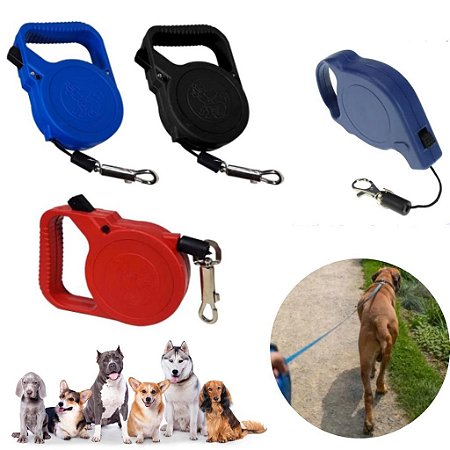 Coleira Guia Retrátil Resistente Para Cachorros Passeios
