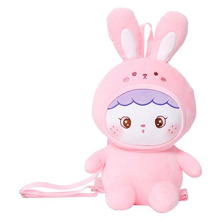 Mochila Infantil 2 em 1 com Urso de Pelúcia Macia para Passeios e Viagens
