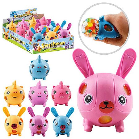 Bolinha Coelhinho unicórnio P/Apertar Anti Estresse Smashmon