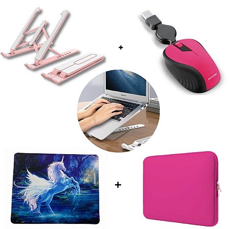 Capa Case 15.6 Notebook + Base Suporte + Mouse Pad + Mouse