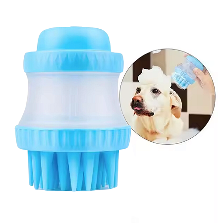 Escova de Banho Massageadora para Cães e Gatos c/ Dispenser