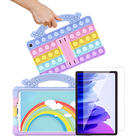 Capa com alça Suporte infantil + Película p/  Tablet Samsung Tab A7 10.4 T500 T505