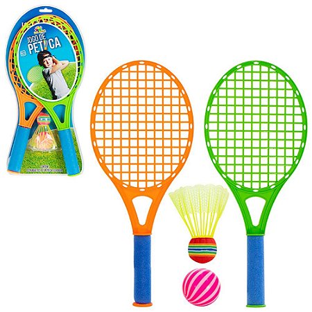 Jogo de Peteca Badminton Kit com 2 Raquetes 2 Bola infantil - DaiCommerce