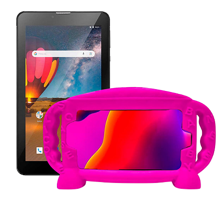 Capa emborrachada Suport infantil Rosa p/ Tablet 7 polegadas