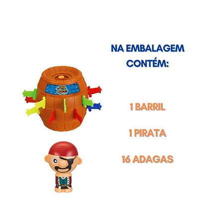 Jogo de Mesa Pula Pirata Barril Grande Brinquedo Infantil Criança