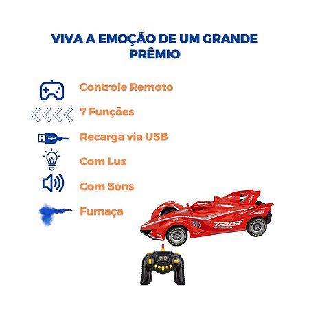 Carro Controle Remoto Drift Esportivo de Corrida 7 funcoes - xf