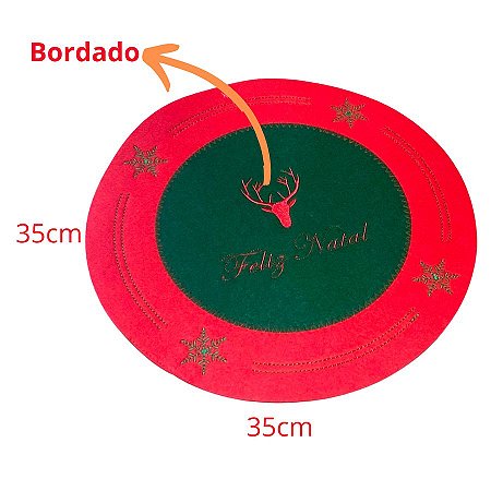 Jogo Americano Redondo Rena de Natal 35cm Master Christmas