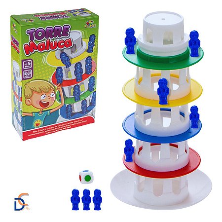 Kit Jogos Ludo + Dominó + Torre Maluca Estratégia Presente