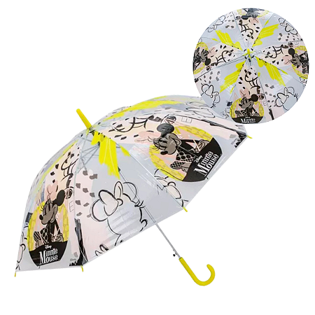 Guarda Chuva Transparente Minnie Mouse Automático Sombrinha Disney