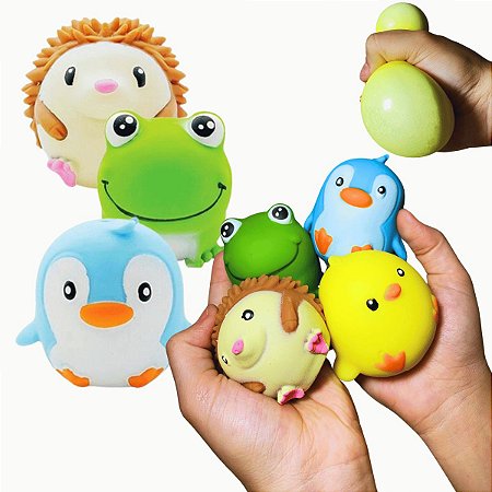 Kit com 4 Bichinhos Macios De Apertar Anti Stress Squishies
