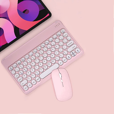 Capa Giratória A9 Plus X216/X210 c/ Luva + Teclado Sem Fio Rosa Kit completo