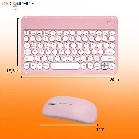 Capa Giratória + Teclado Compacto Bluetooth Rosa p/ Tablet M9 Lenovo