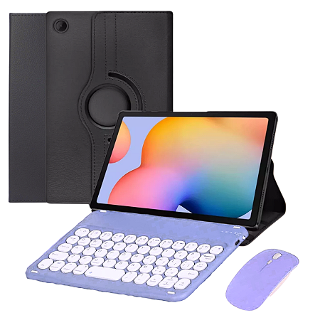 Capa Giratória A9 Plus Preta + Teclado e Mouse Bluetooth