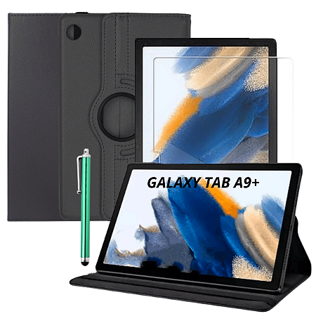 Kit de Proteção Completo para Tab A9 Plus: Capa Case Giratória, Película e Caneta