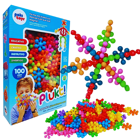 Formas Estreladas De Montar Brinquedo Educativo Plukt 100 Peças