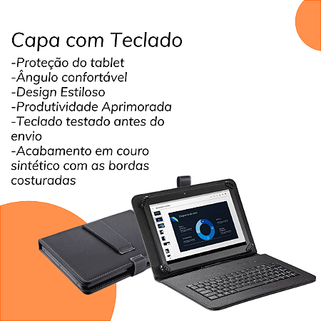 Kit Capinha c/ teclado português p/ Tablet Nokia T20 + Mouse sem fio + Luva