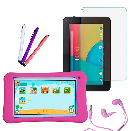 Kit Capa Rosa + Película Para Tablet M7s Go M7 Wifi M7s Lite M7 Quad