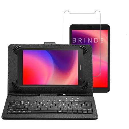 Case c/ Teclado + Película Crystal Clear  p/ Tablet M8 Wi-Fi M8 4G M8 4G Go Edition