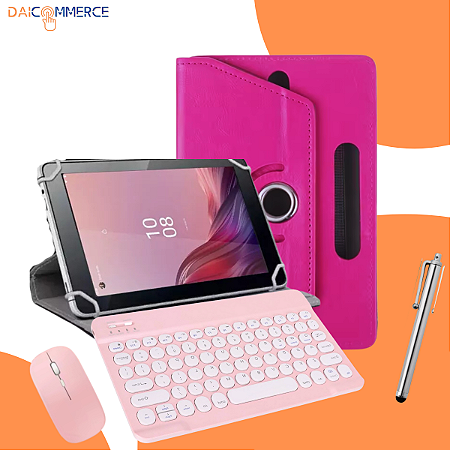 Capa Giratória Para Tablet Lenovo M9 + Teclado Touchpad + Caneta Touch