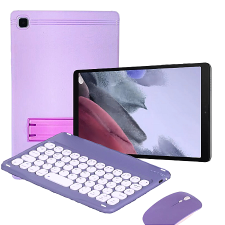 Capa Suporte P/ Tablet Galaxy A7 Lite Lilás + Teclado e Mouse Bluetooth