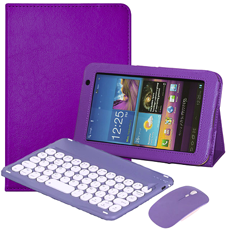 Capa c/ Suporte P/ Tablet 9 Polegadas M9 Multi + Teclado Bluetooth Roxo
