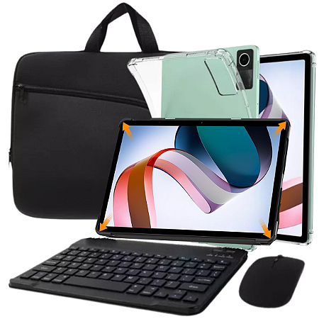 Kit capa transparente + luva + teclado +  Suporte  P/  tablet Xiaomi se