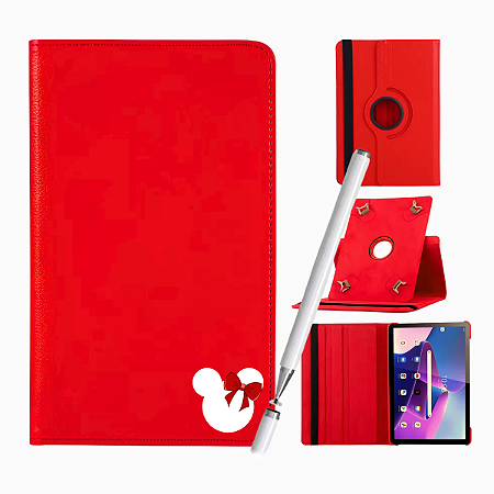 Capa Suporte Giratória para Tablet de 10 Vermelho Minnie