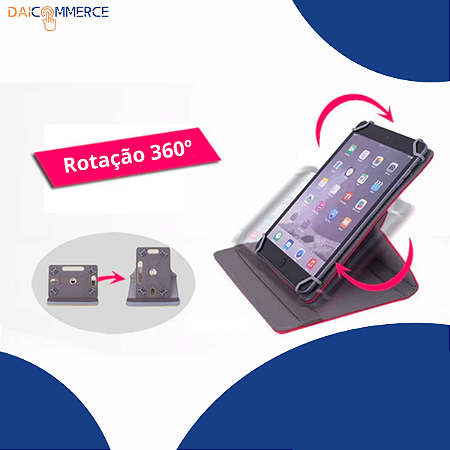 Capa Suporte Giratória para Tablet de 10 Rosa Ursinho Pooh