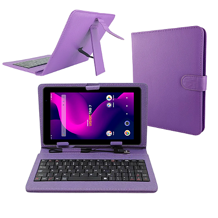 Capa com Teclado USB Tipo C Para Tablet Positivo Vision Tab 7
