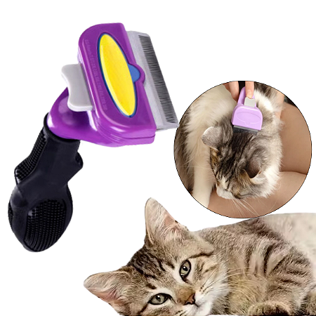 Escova Rasqueadeira Para Gatos Pelo Longo e Curto Removedora de Pelos