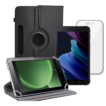 Case Capa Giratória com Suporte Para Galaxy Tab Active 3 + Película de Brinde