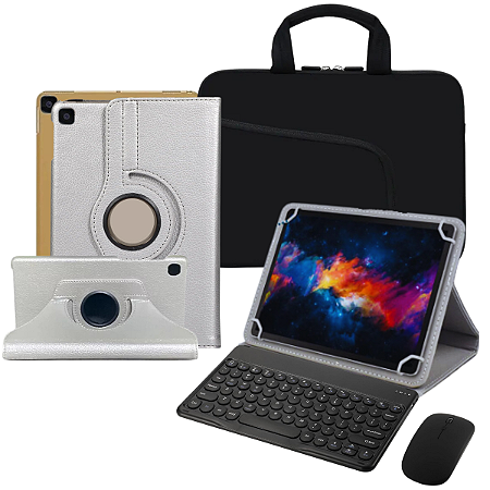 Kit Capa Giratoria para Tablet Galaxy Tab A 8 T290 T295 + Mouse + Mousepad + Teclado + Luva