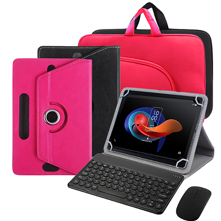 Kit Capa Giratória para Tablet TCL TAB 10 Gen 2 com Teclado e Mouse + Luva de Proteção