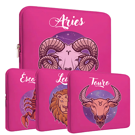 Luva Case Rosa para notebook de até 15 Polegadas personalizadas com signos