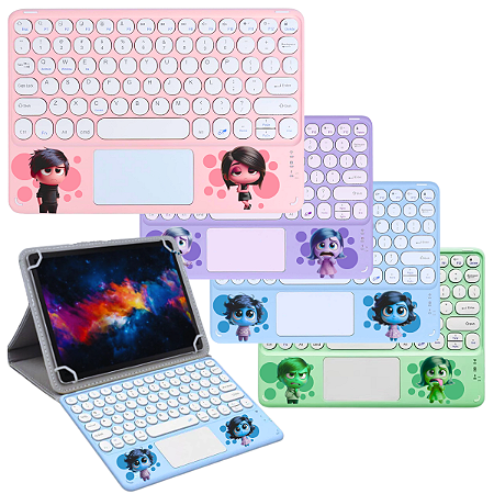Teclado Touchpad Bluetooth Para Tablet iPad Notebook Celular Estampado Divertido