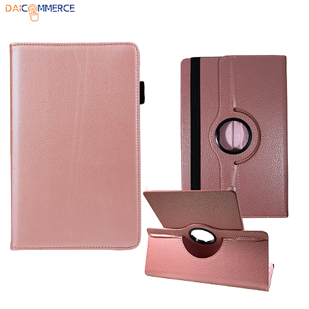 Capa Giratória para Tablet de 10 Polegadas + Teclado e Mouse Bluetooth Rosa