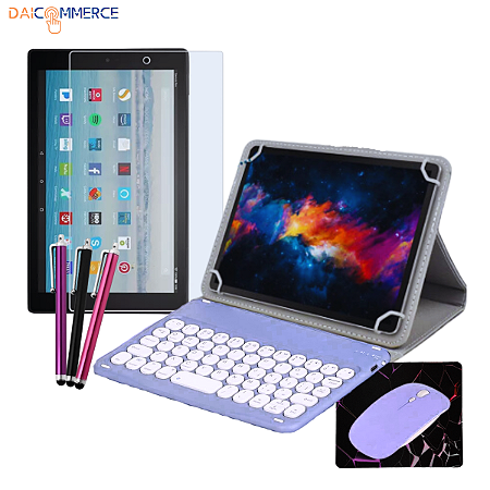 Capa para Tablet Amazon Fire HD 10 + Teclado e Mouse + Película + Caneta