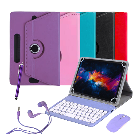 Capa Giratória Para Tablet Positivo Vision Tab 10 + Teclado Touchpad + Caneta + Fone