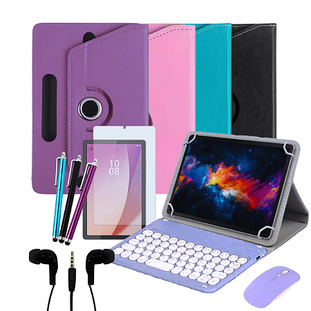 Capa Giratória para Tablet Lenovo Tab M9 9” + Película + Teclado Touchpad + Fone e Caneta