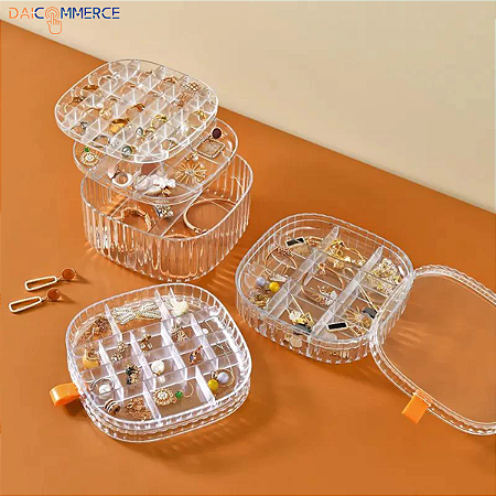 Porta Joias Com Divisórias De Acrílico Estampado Bijuterias Acessórios Portátil Organizadora