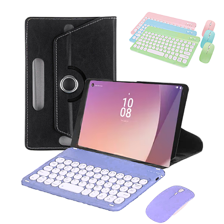 Capa Giratória Para Tablet Lenovo Tab M9 + Película + Teclado Com Mouse