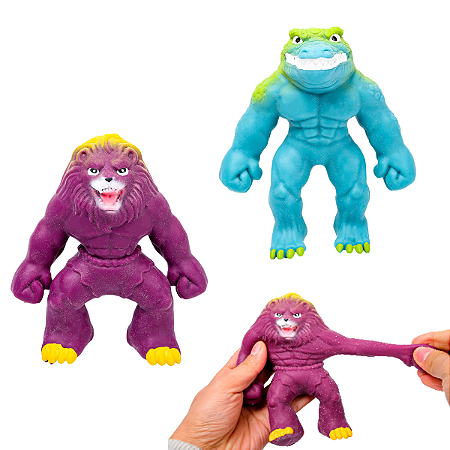 Kit Infantil com 2 Brinquedos Antiestresse - Bicho que Amassa e Estica