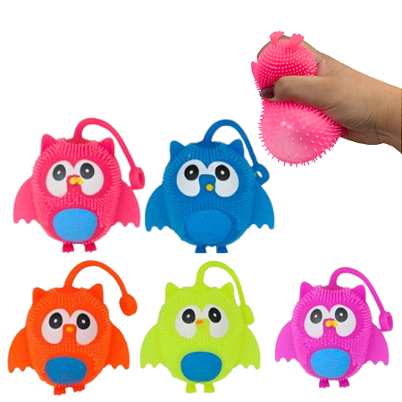 Brinquedo Antiestresse Coruja de Silicone Infantil com Luzes Coloridas