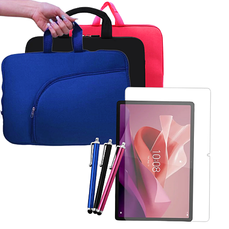 Kit Película Para Tablet Lenovo Tab P12 + Luva Maleta de Proteção + Caneta Touch